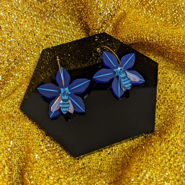 hoop earring accessories blue banded bee hand made in australia