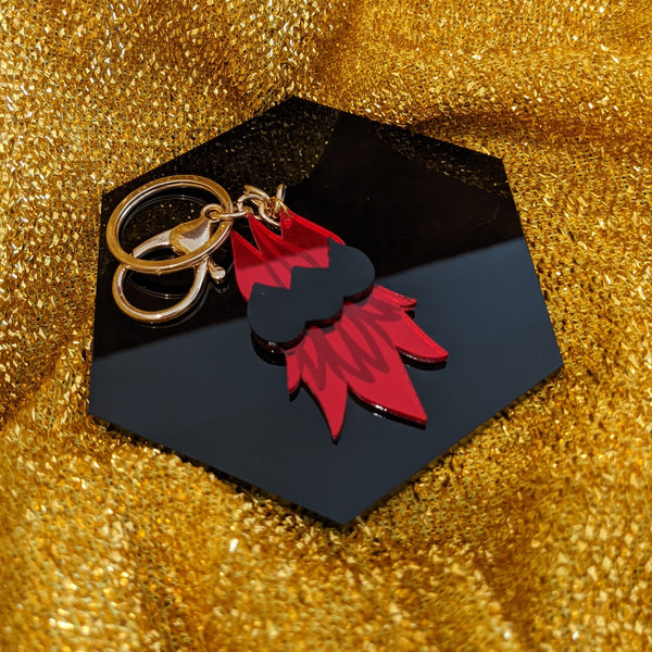 Sturt Desert Pea keychain keyring on gold native australian flora
