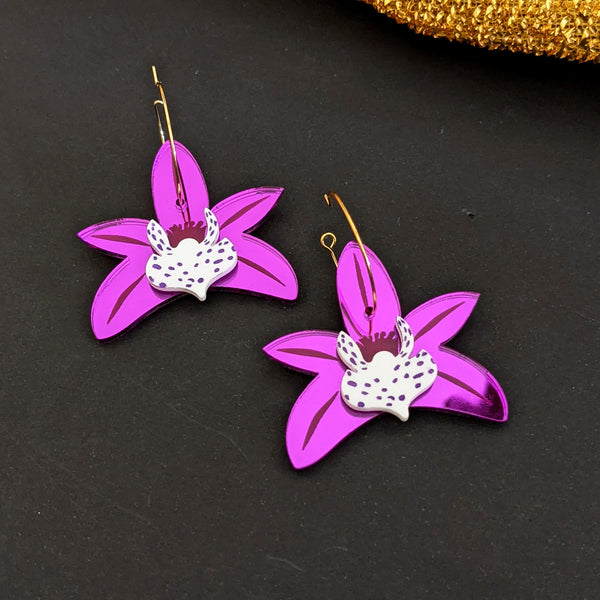 Native australian orchid laser cut hoop accessories