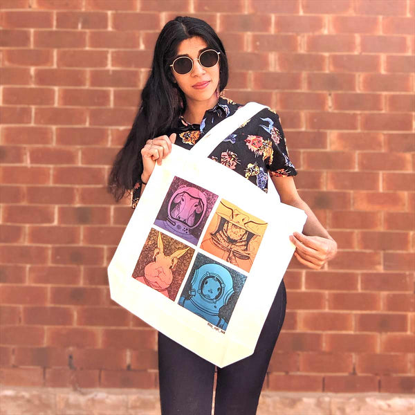 Stylish woman carrying eco-friendly hand bag