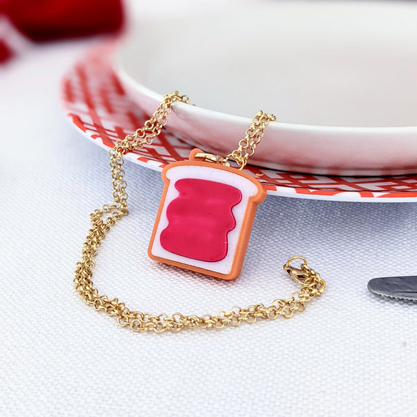 Jam sandwich necklace on gold chain