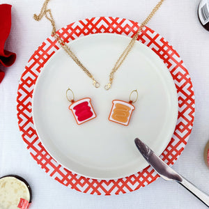 Peanut Butter and Jelly hoop and chain combo on romantic plate