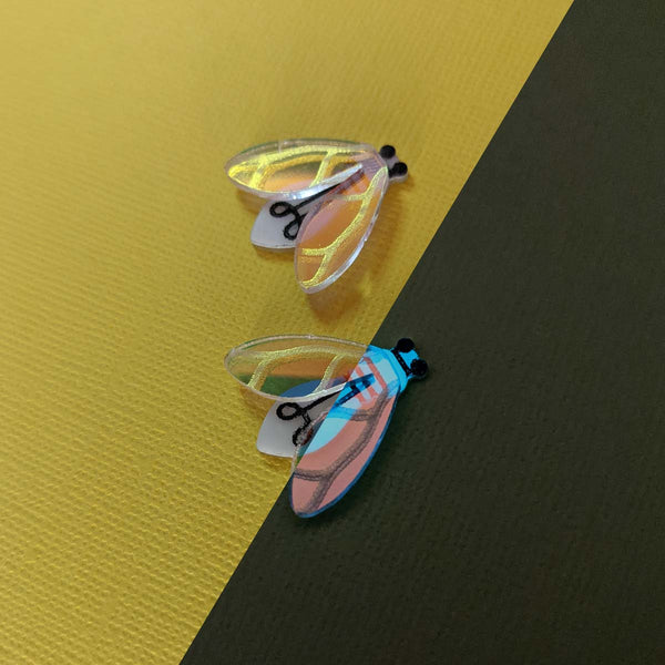 quirky glow in the dark acrylic firefly stud earrings