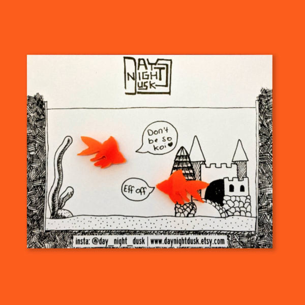 Orange goldfish simple everyday stud earrings