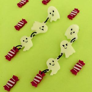Cute dangle ghost earrings stealing pink candy
