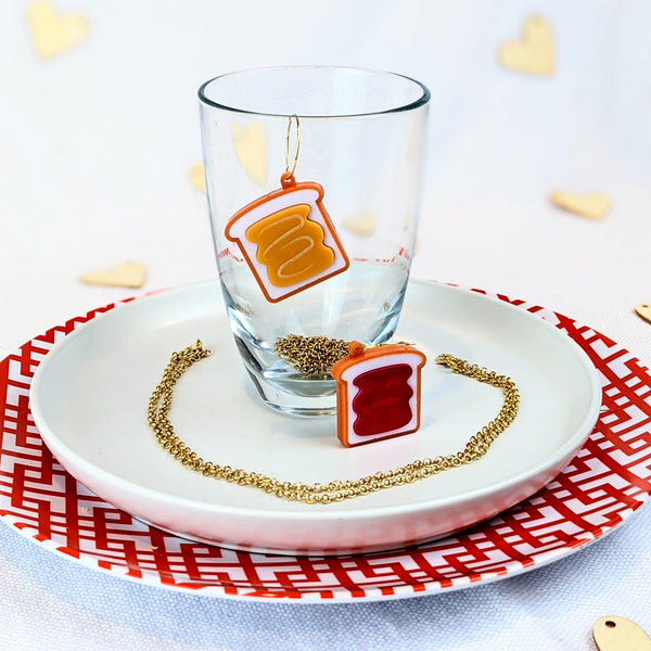 PB&J Friendship necklace and hoop earring