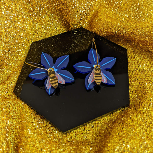 Royal bluebell native australian flower hoop earrings