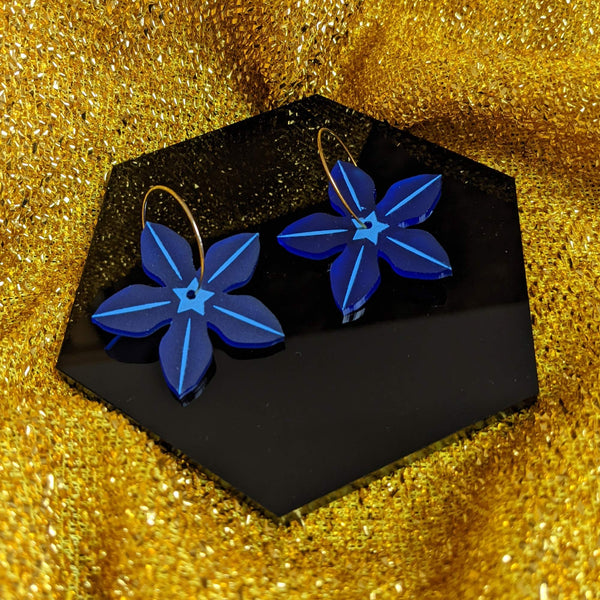 Royal bluebell flower statement jewelry