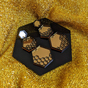 Hexagon honey drop statement earrings