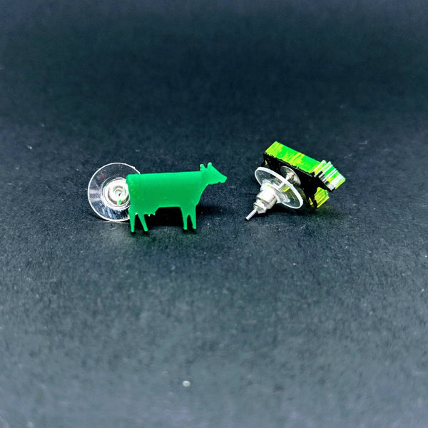 Transluscent green cow studs with jet black backing